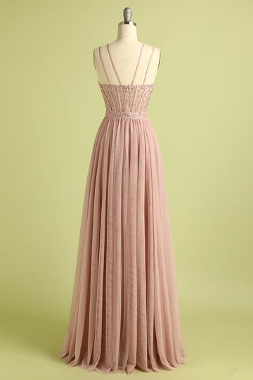 Lyserod Split Front spaghetti-stropper Prom Kjole